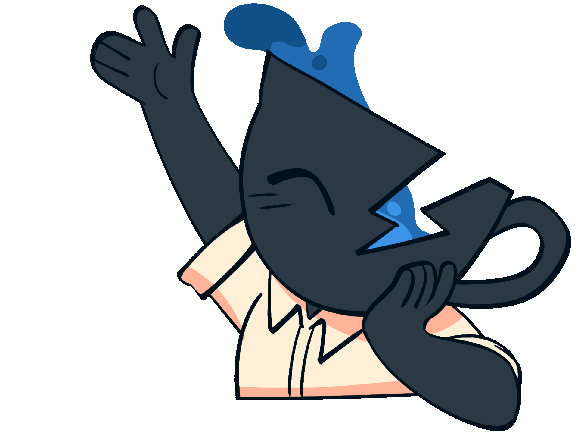 a symbol of a black cup with a dent. it is spilling teal liquid.